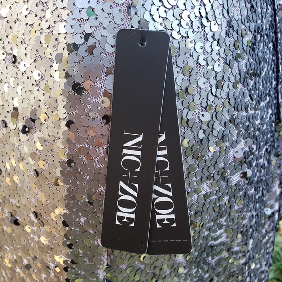 NIC+ZOE Twinkle Night Silvery Sequin Skirt Size 2 New - Picture 10 of 10
